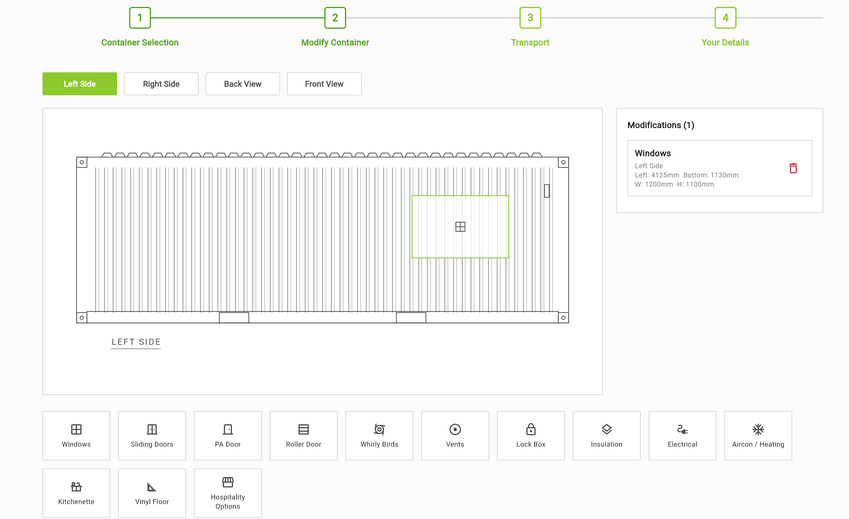 Container Modification App project screenshot